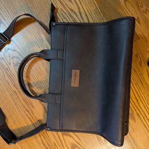 Wrangler Dark Brown Leather Laptop Bag